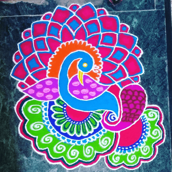 Dazzling Peacock Rangoli