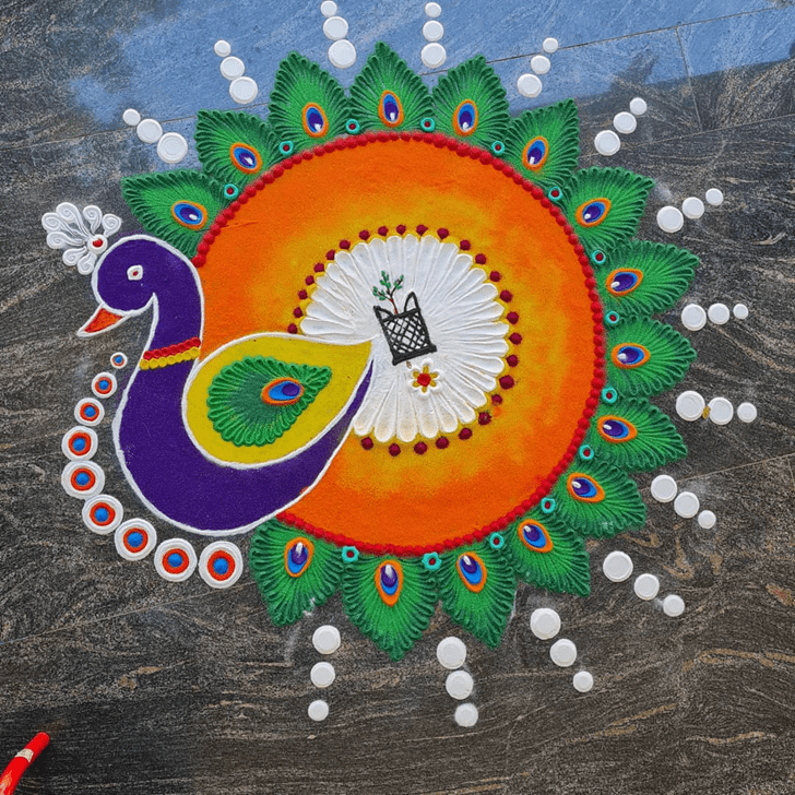 Delicate Peacock Rangoli