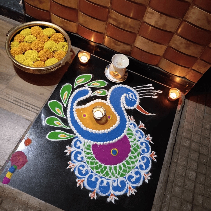 Elegant Peacock Rangoli