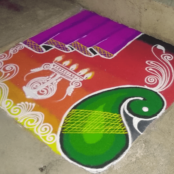 Excellent Peacock Rangoli