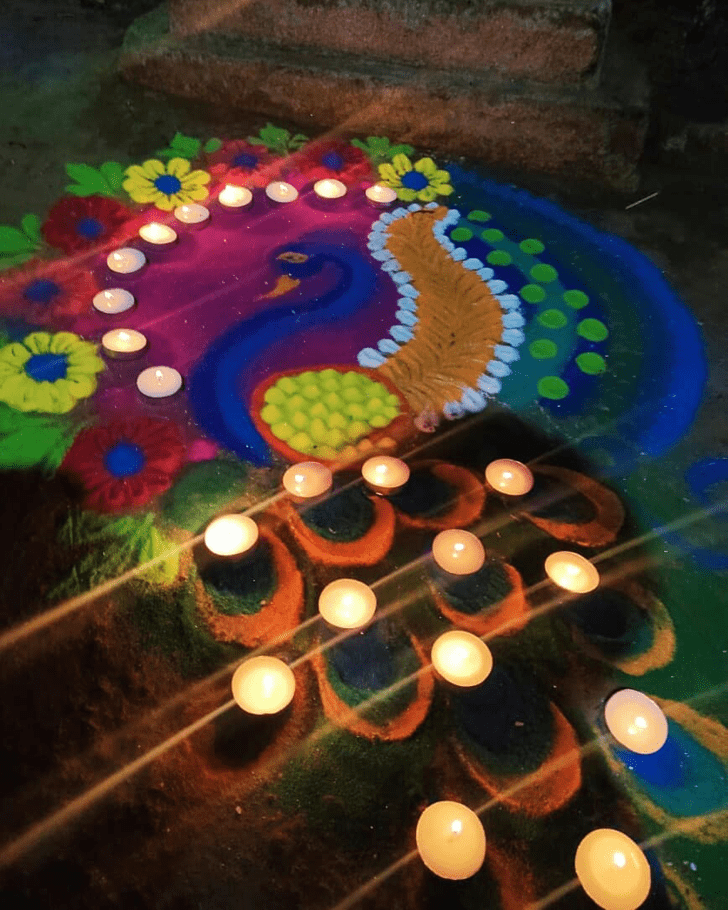 Good Looking Peacock Rangoli