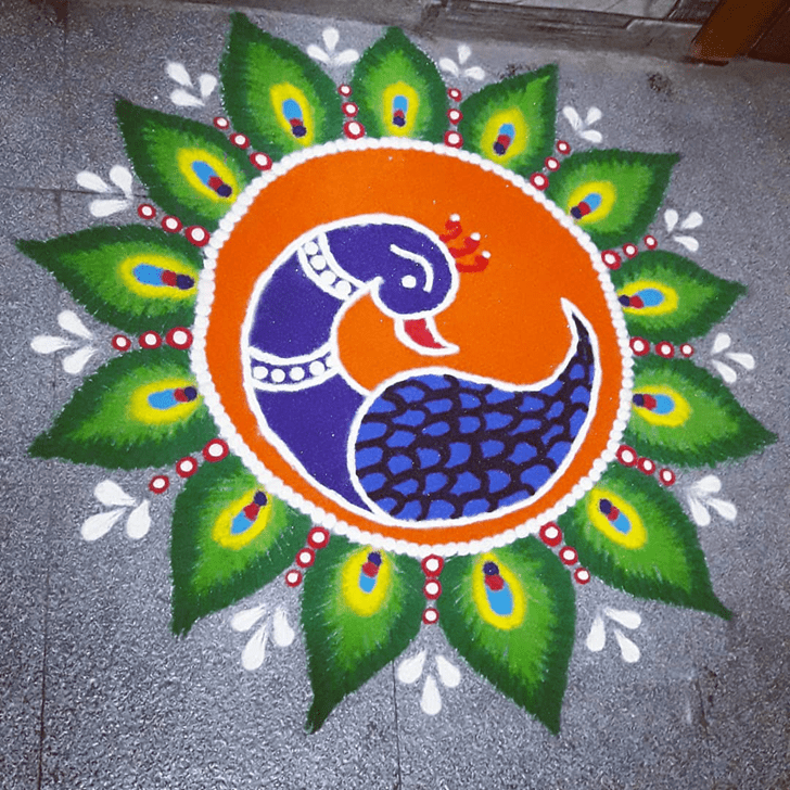 Gorgeous Peacock Rangoli