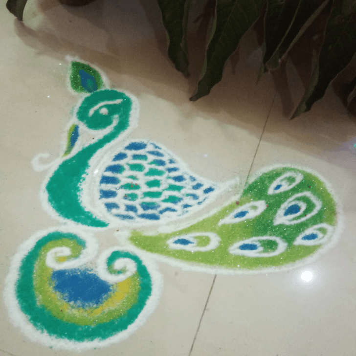 Graceful Peacock Rangoli