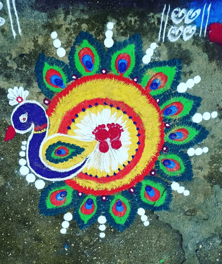 Grand Peacock Rangoli