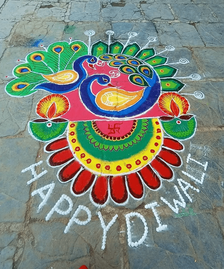 Awesome Peacock Rangoli