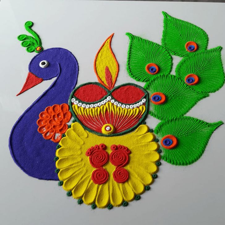 Lovely Peacock Rangoli Design