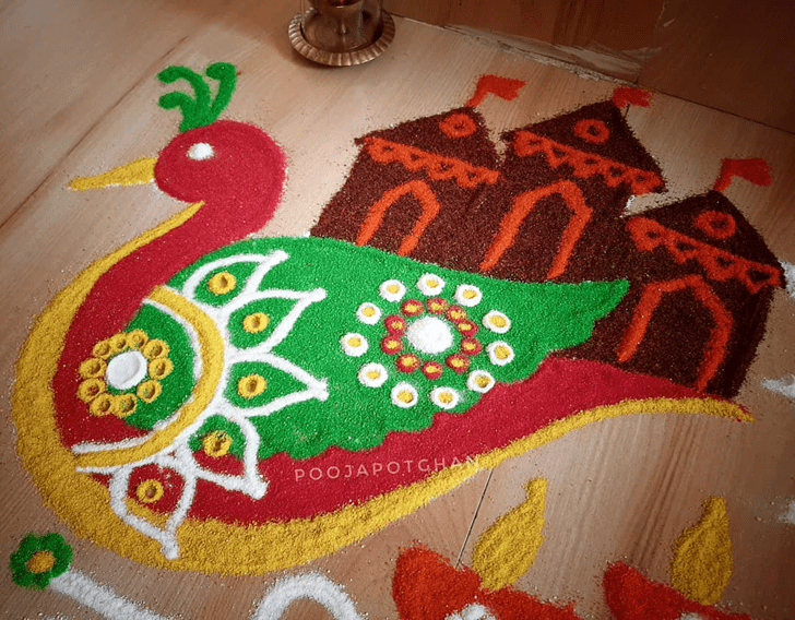 Magnificent Peacock Rangoli