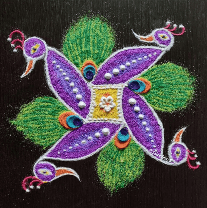 Marvelous Peacock Rangoli