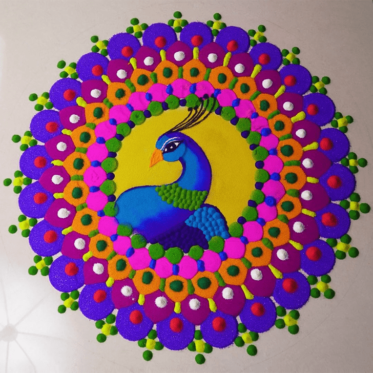 Ravishing Peacock Rangoli