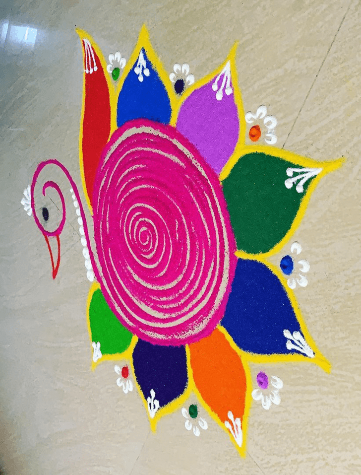 Refined Peacock Rangoli