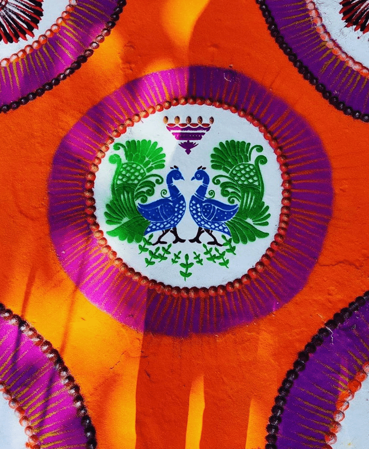 Resplendent Peacock Rangoli