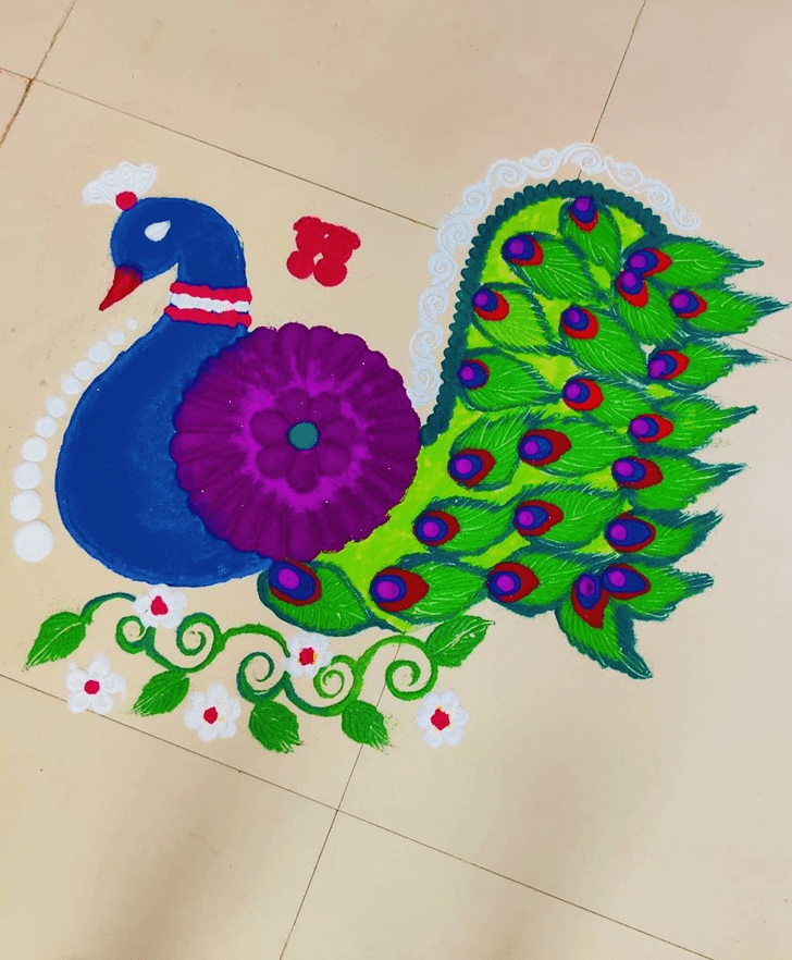 Shapely Peacock Rangoli