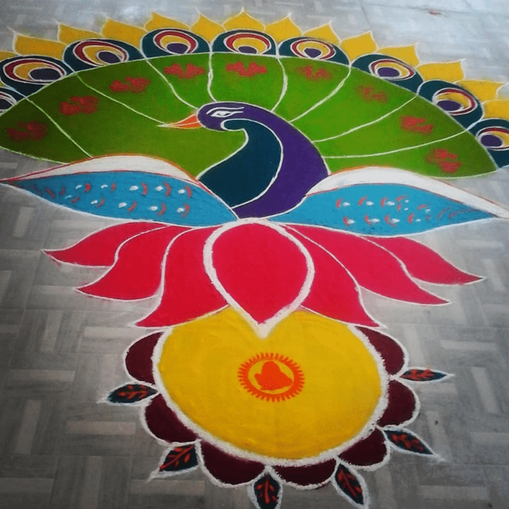 Splendid Peacock Rangoli