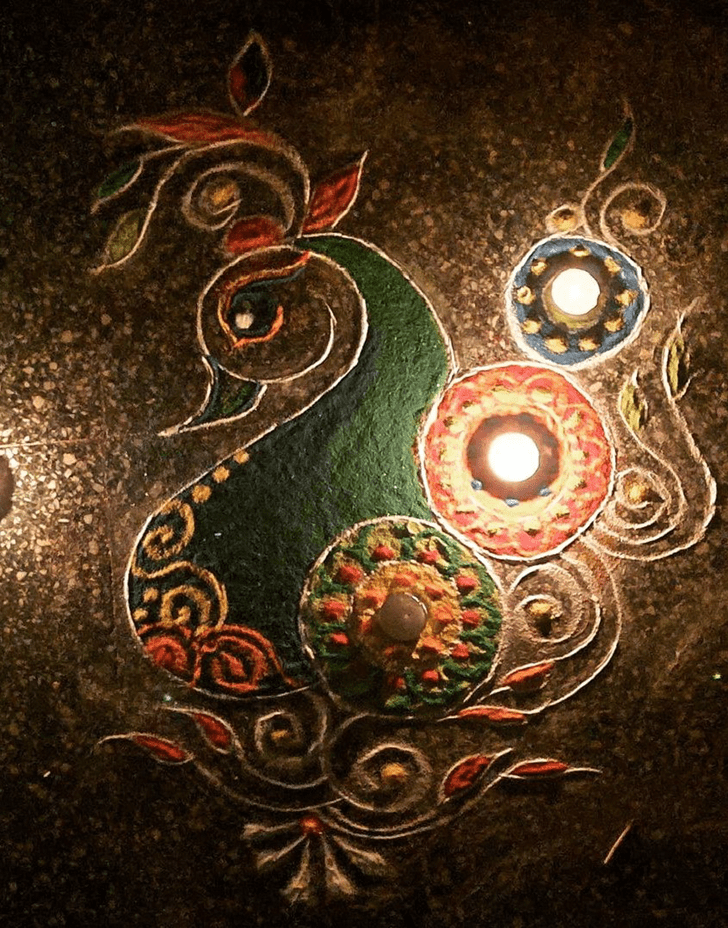 Superb Peacock Rangoli