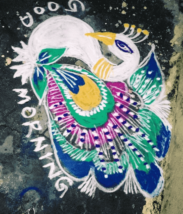 Enticing Peafowl Rangoli