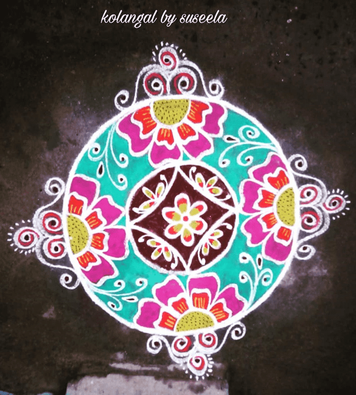 Lovely Phalguna Purnima Rangoli Design