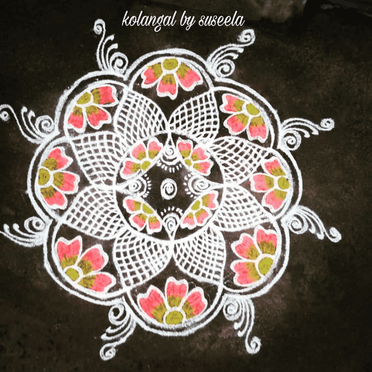 Nice Phalguna Purnima Rangoli