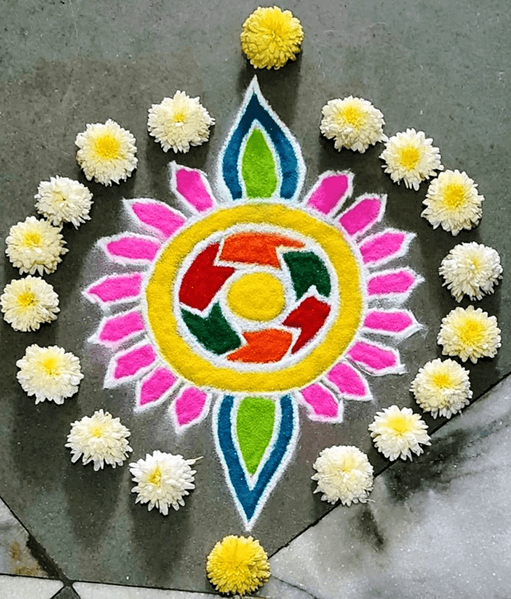 Excellent Pink Rangoli