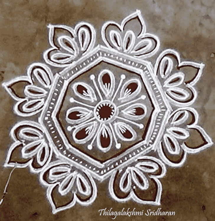 Appealing Red and White Rangoli