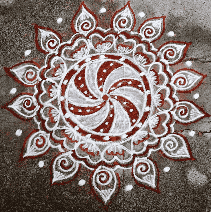 Hard Red and White Rangoli