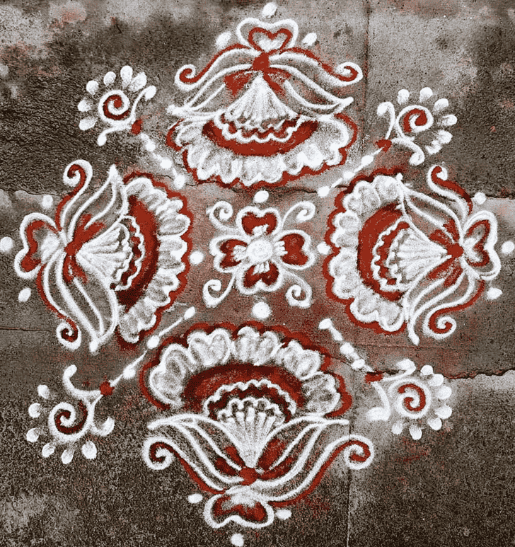 Dazzling Red and White Rangoli