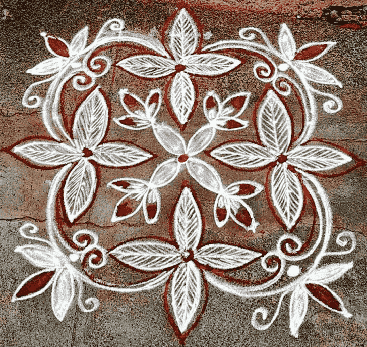 Delicate Red and White Rangoli