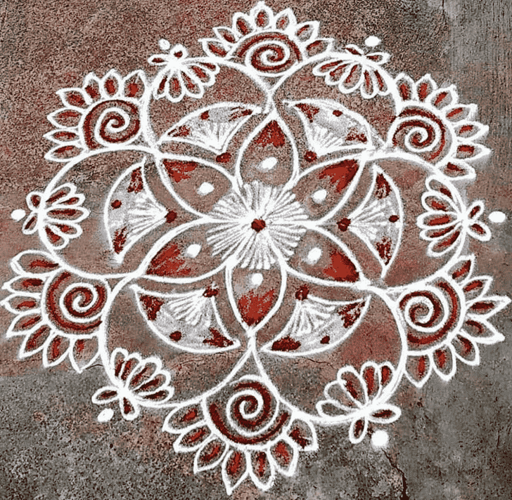 Delightful Red and White Rangoli