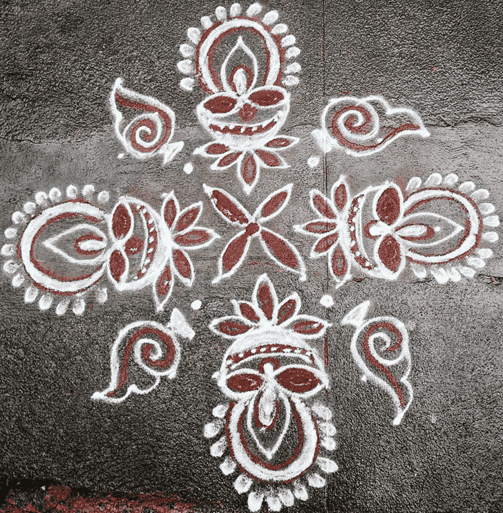 Red and White Rangoli