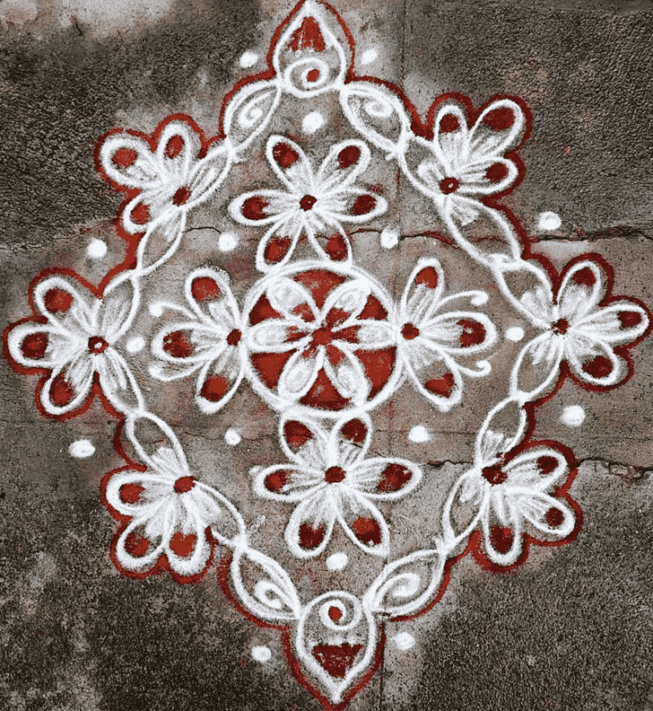 Elegant Red and White Rangoli