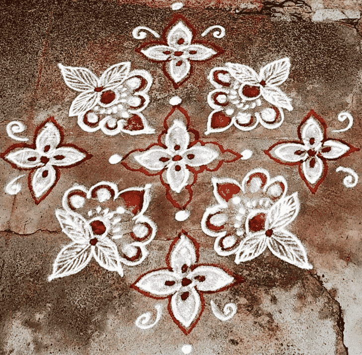 Enthralling Red and White Rangoli