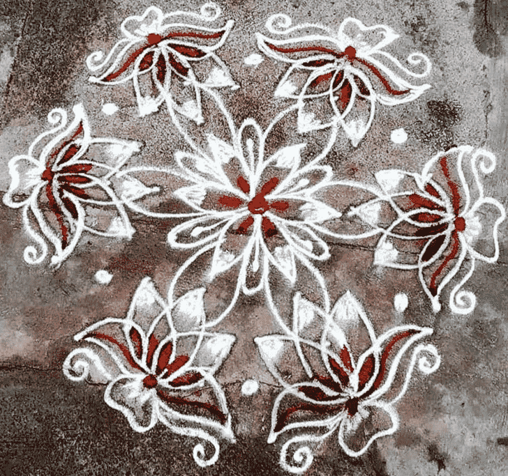 Fair Red and White Rangoli