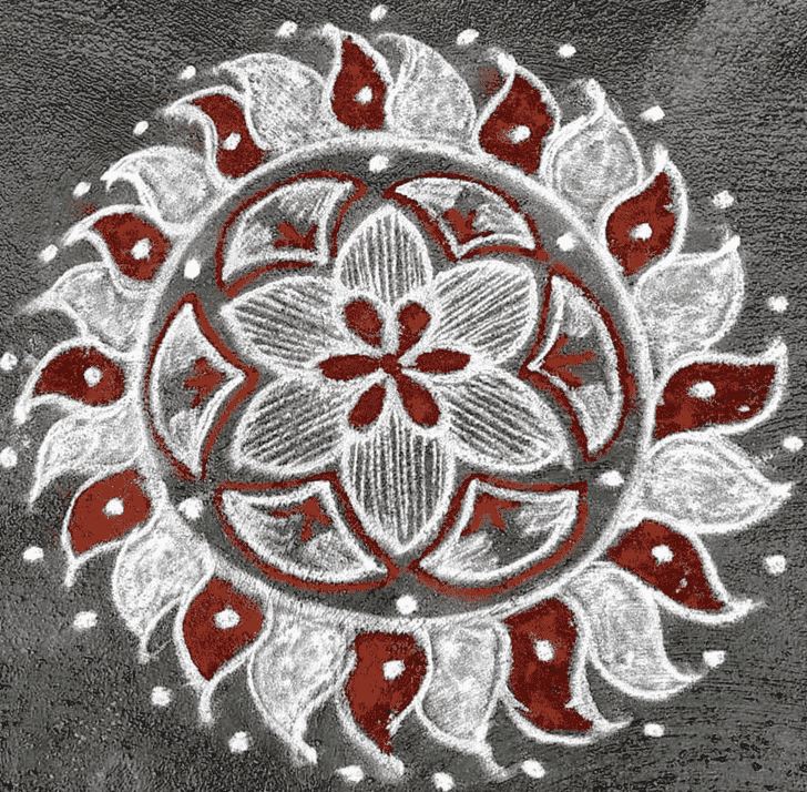 Fine Red and White Rangoli