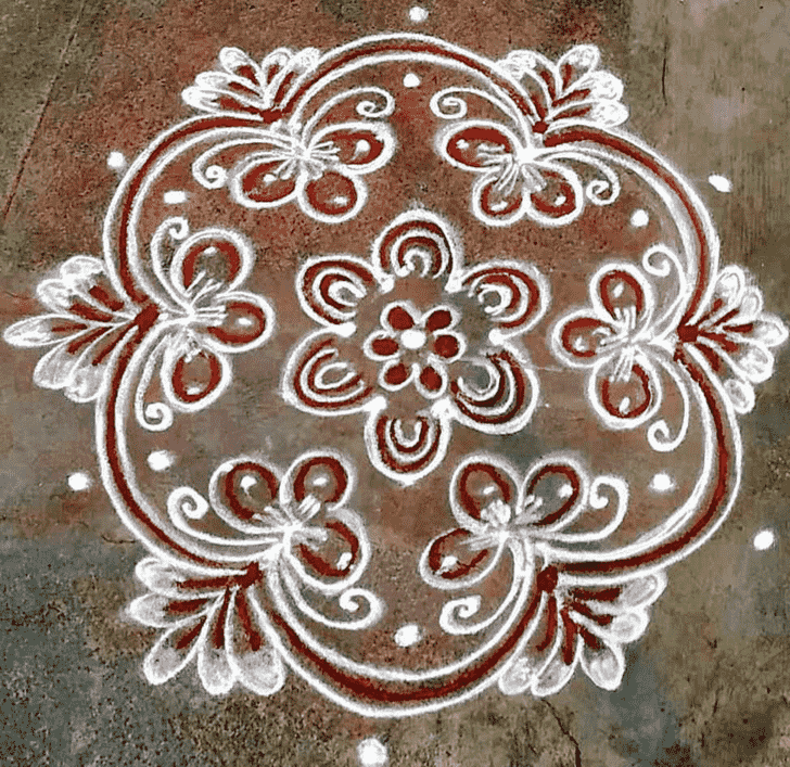 Gorgeous Red and White Rangoli