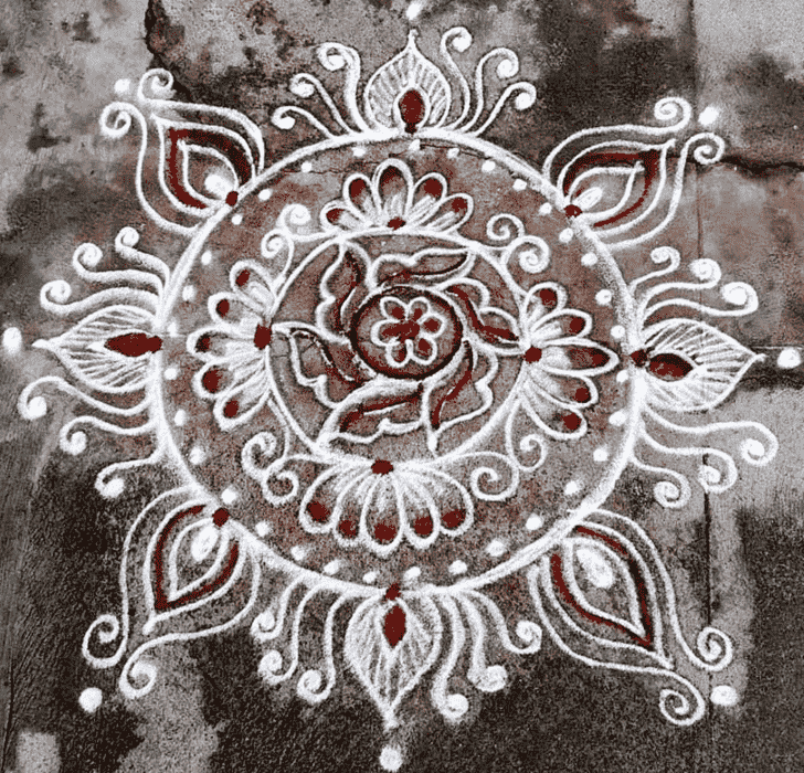 Graceful Red and White Rangoli