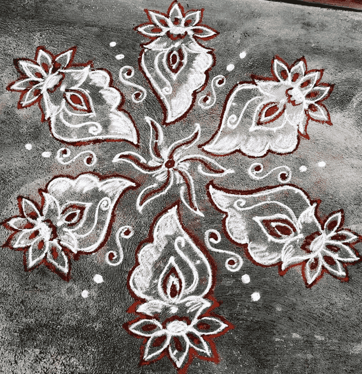 Grand Red and White Rangoli