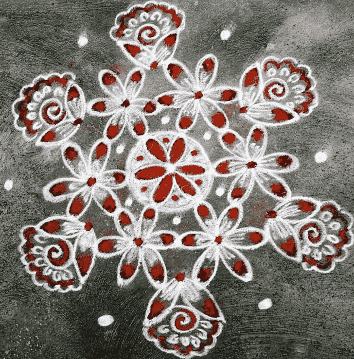 Inviting Red and White Rangoli