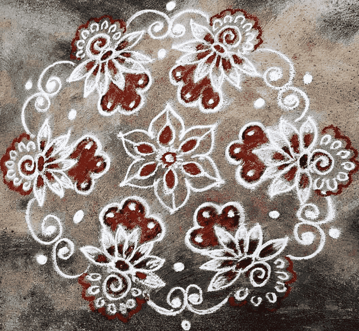 Marvelous Red and White Rangoli