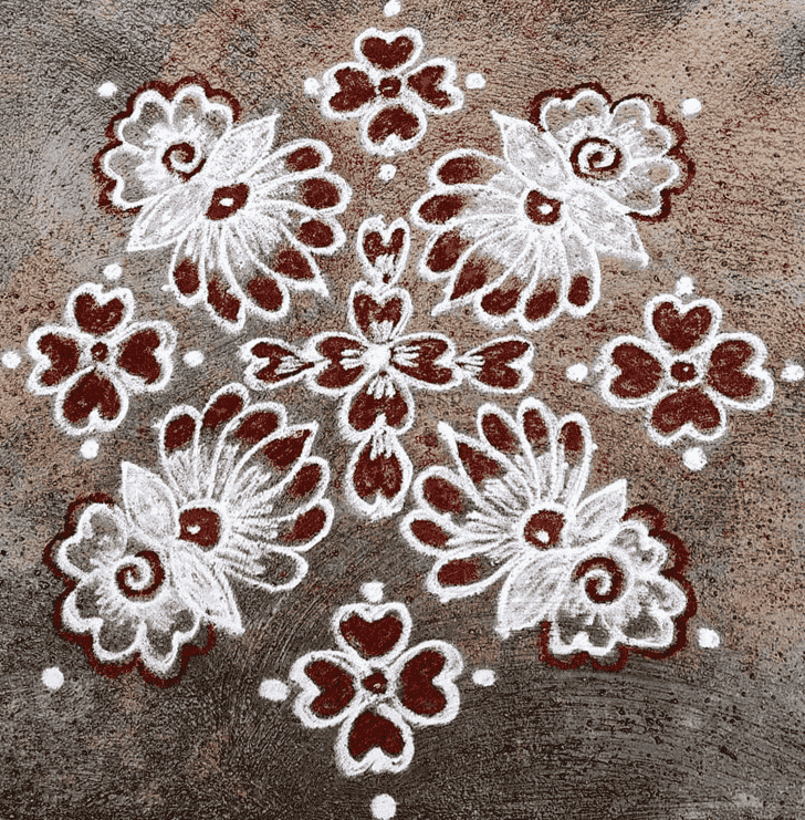 Pretty Red and White Rangoli