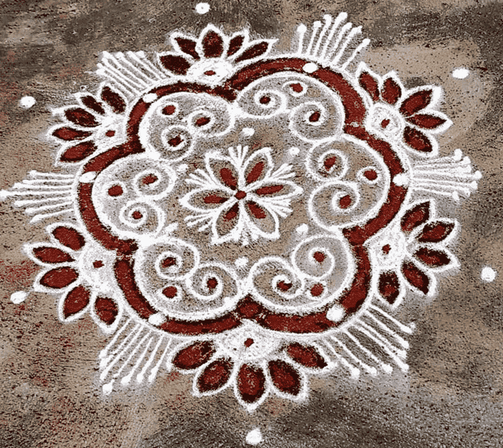 Ravishing Red and White Rangoli