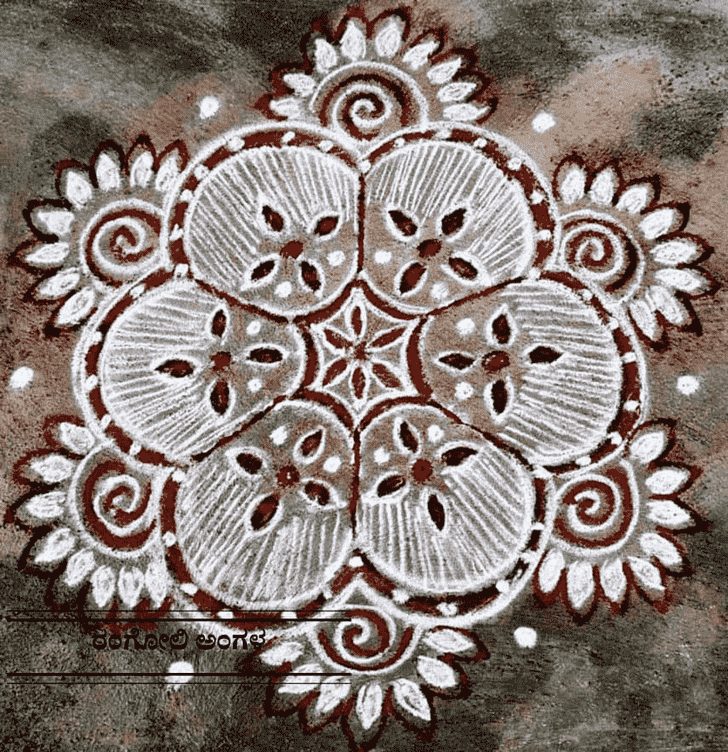 Splendid Red and White Rangoli