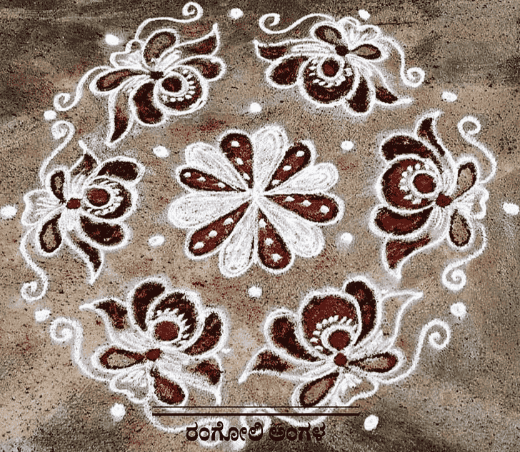 Stunning Red and White Rangoli