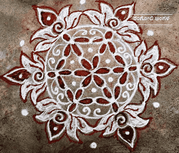 Wonderful Red and White Rangoli Design