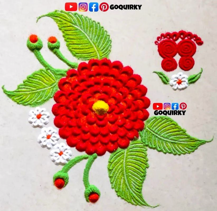 Inviting Red Rangoli