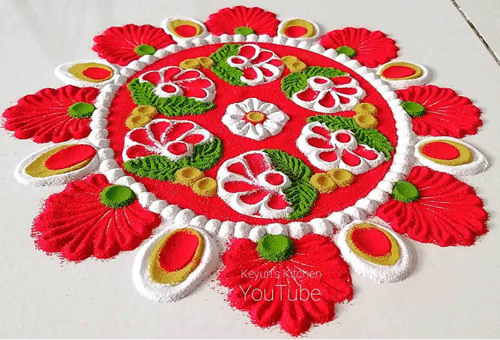 Shapely Red Rangoli