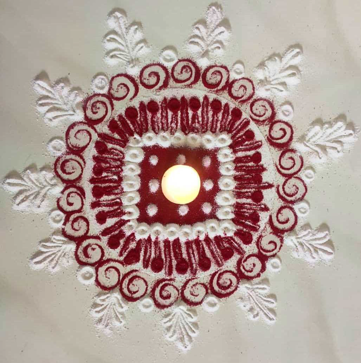 Splendid Red Rangoli