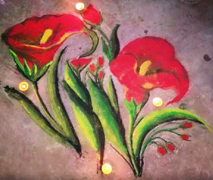 Wonderful Red Rangoli Design