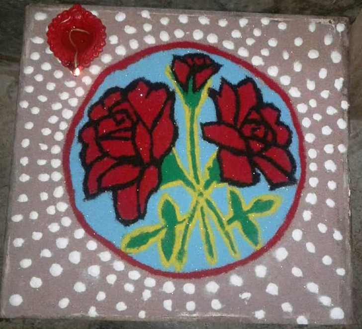 Dazzling Rose Rangoli