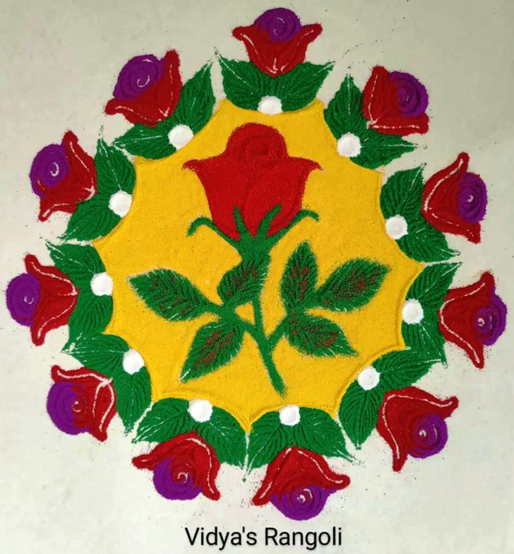 Enthralling Rose Rangoli