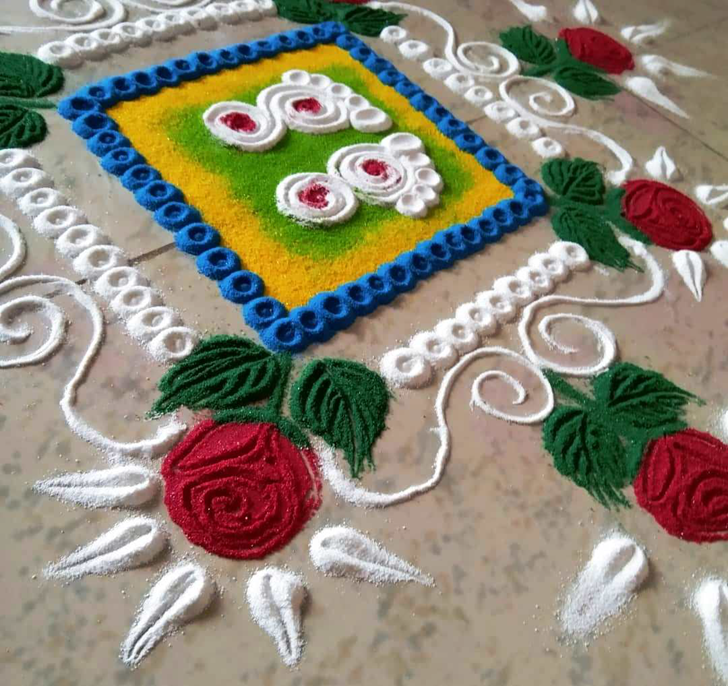 Enticing Rose Rangoli