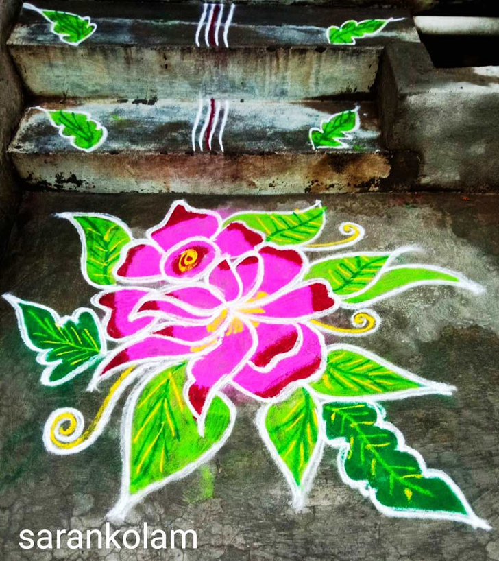 Exquisite Rose Rangoli